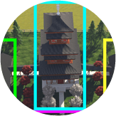 Traditional pagoda with vibrant accents
