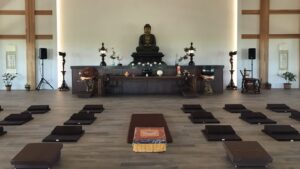 Cushions arranged in meditation room