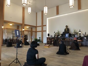 Indoor meditation with Buddha statue